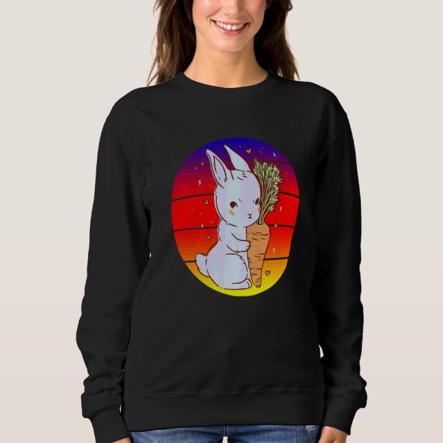 Bunny Hugging Carrot  Bunny Rabbit Happy Easter Da Sweatshirt (Front)