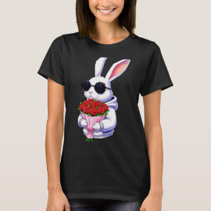 Bunny Hugging Valentine Flower Bunny T-Shirt