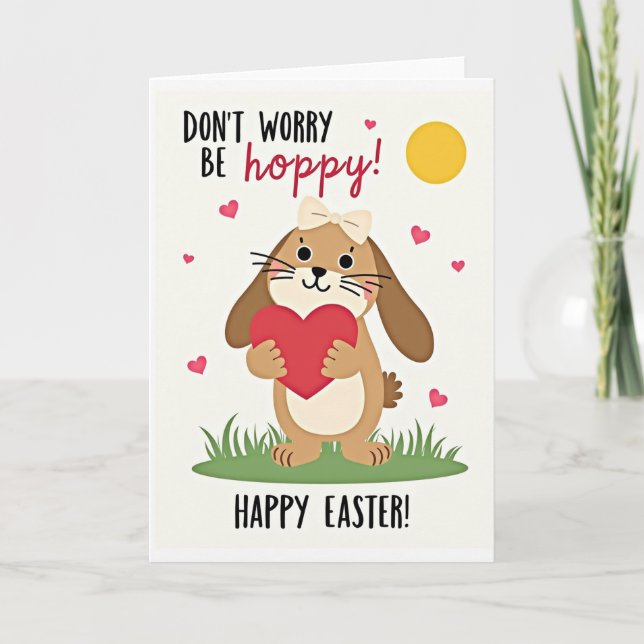 Bunny Hugs And Hearts Card (Front)