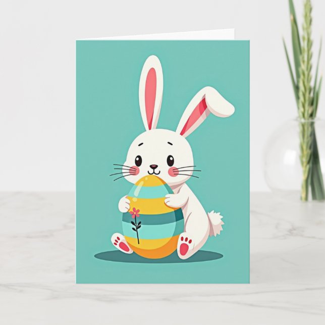Bunny Hugs Striped Egg Card (Front)