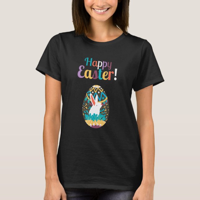 Bunny Hunt Eggs Rabbit Happy Easter Day Outfit T-Shirt (Front)