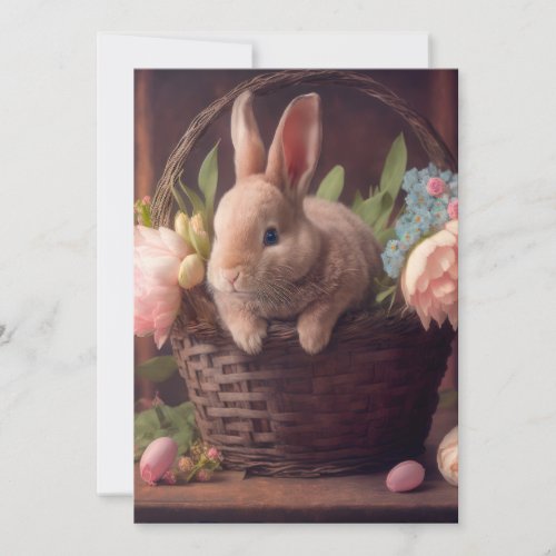 bunny in a basket holiday card