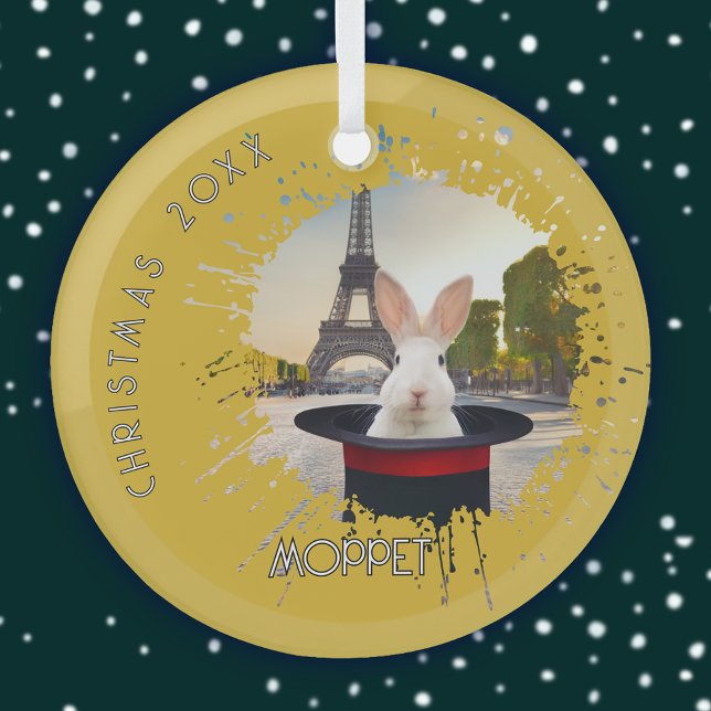 Bunny in a Black Hat Glass Ornament (Creator Uploaded)