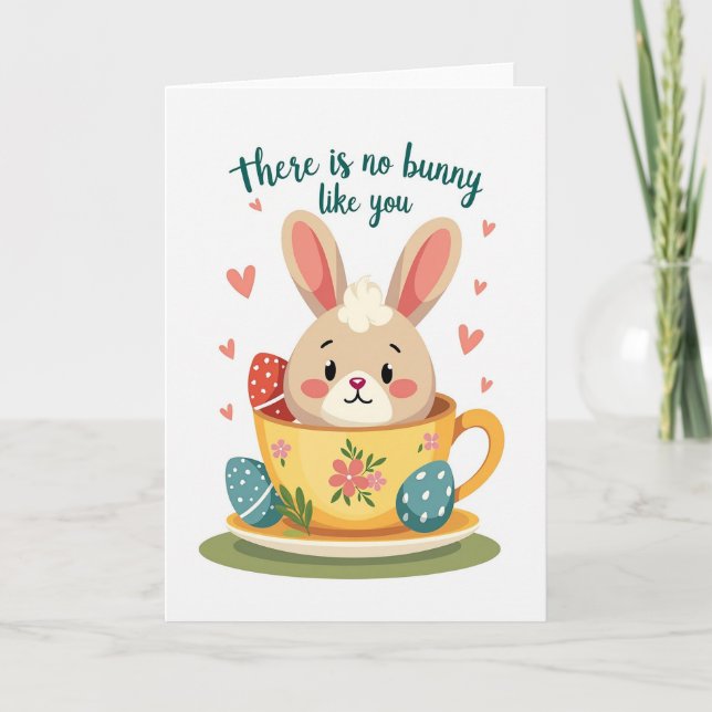 Bunny In A Cup Greeting Card (Front)