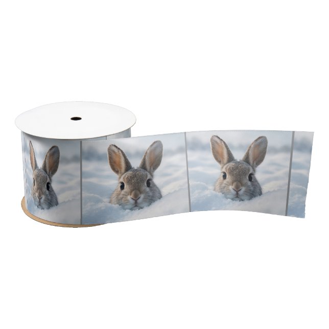 Bunny In a Deep Snowdrift Satin Ribbon (Spool)