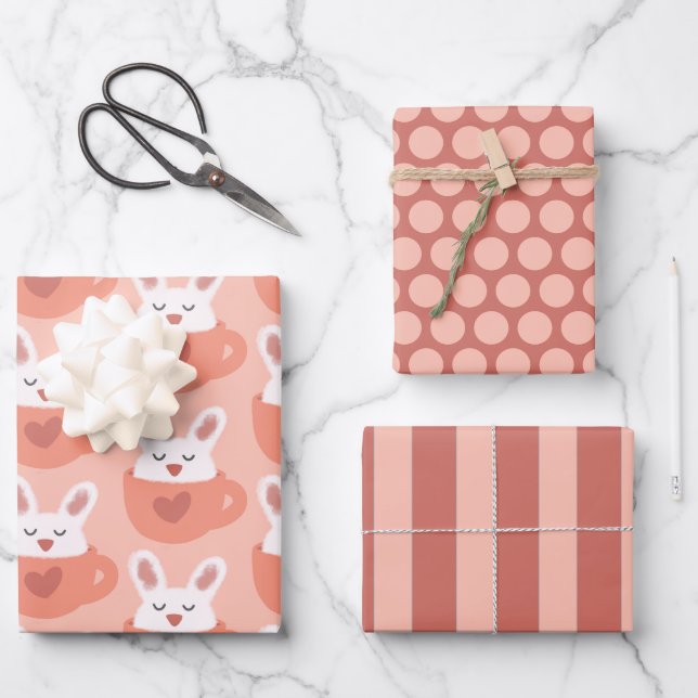 Bunny in a Mug Wrapping Paper Sheet Set (Front)