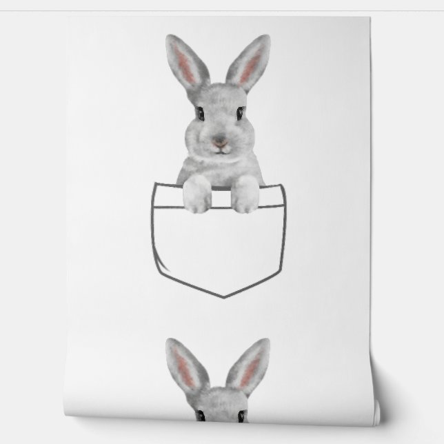 Bunny in a Pocket Funny Easter Bunny Wallpaper (Unrolling)