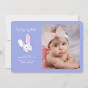 Bunny in a Pocket Photo Birth Announcement