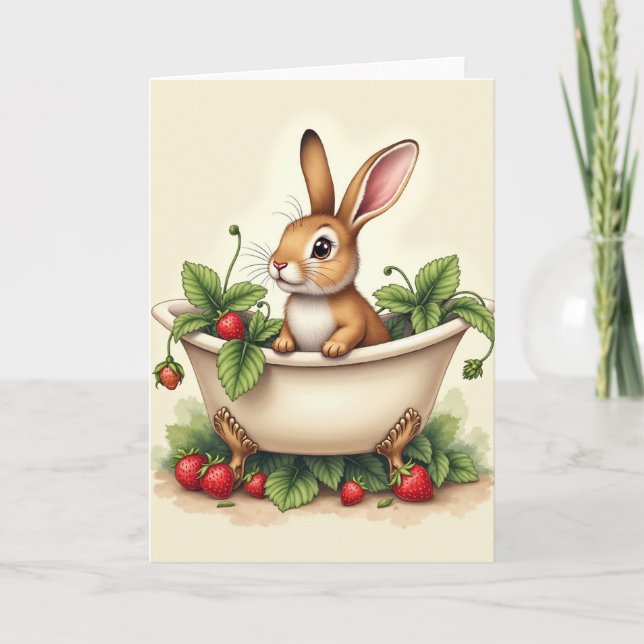 Bunny In A Tub Cute Card (Front)
