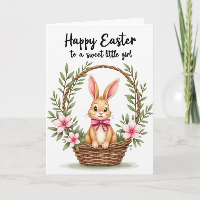 Bunny In Basket Celebration Card (Front)