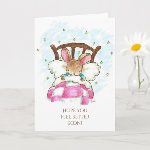 Bunny in Bed Get Well Card