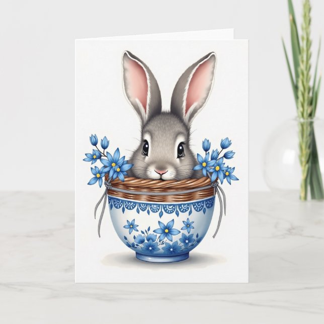 Bunny In Bloom Greeting Card (Front)