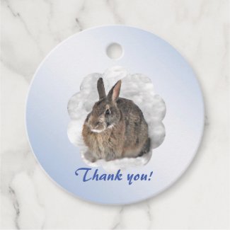 Bunny in Blue Thank You Animal Favor Tags