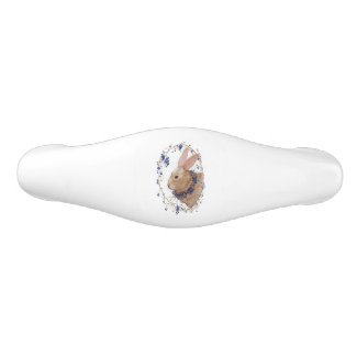 Bunny in Blueberry Wreath Ceramic Drawer Pull