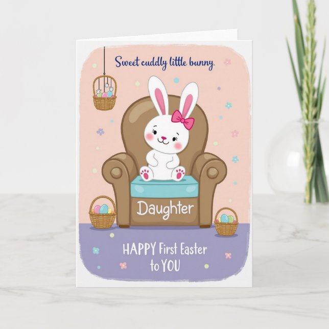 Bunny In Chair Springtime Card (Front)