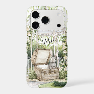 Bunny in Chest Green Leaves Floral iPhone 17 Pro Case