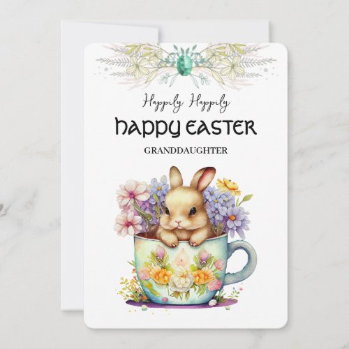 Bunny In Cup Granddaughter Easter Holiday Card