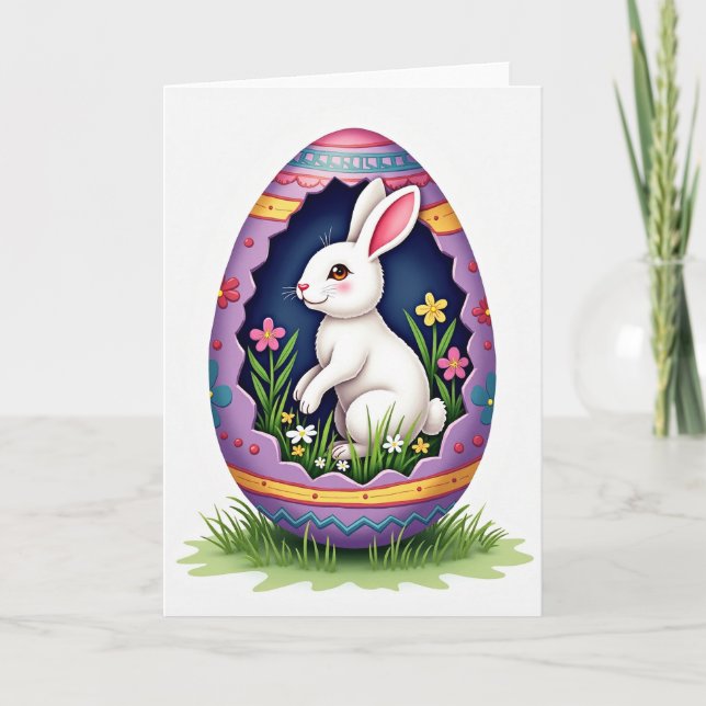 Bunny In Egg Springtime Card (Front)