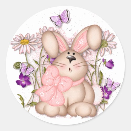 Bunny In Fields Happy Easter Sticker