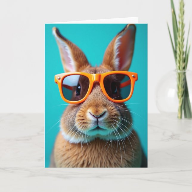 Bunny In Glasses Portrait Card (Front)