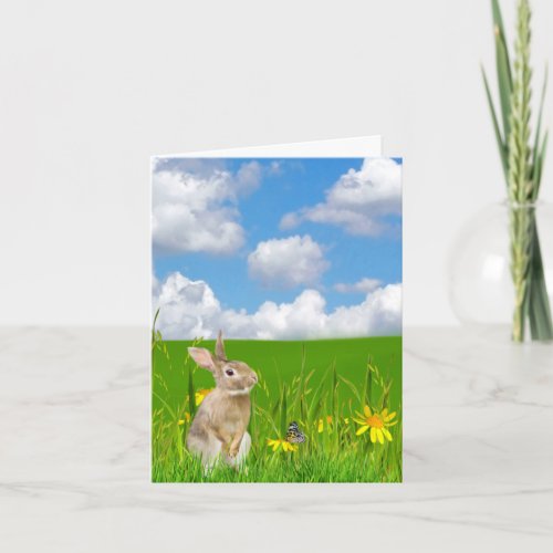 Bunny In Grass Thank You Card