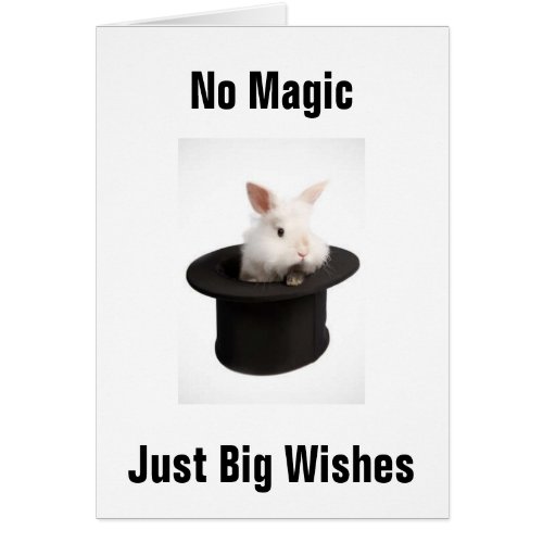 BUNNY IN HAT SAYS NO MAGIC JUST WISHES