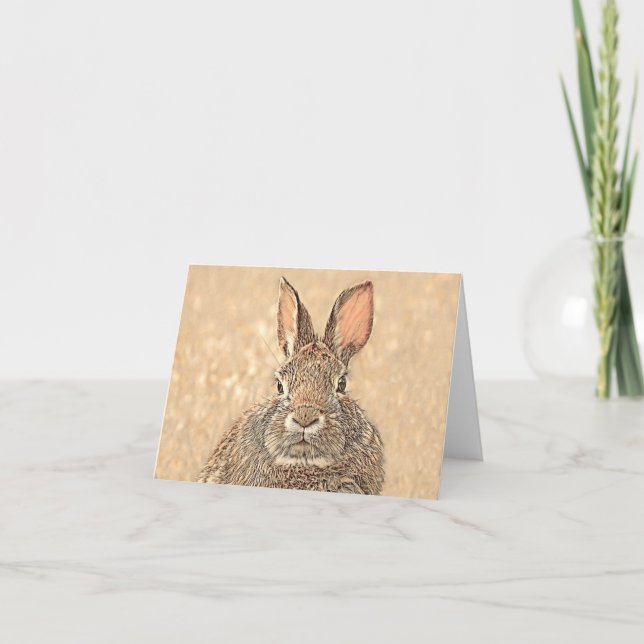 Bunny in Pink - Blank Greeting Card (Front)