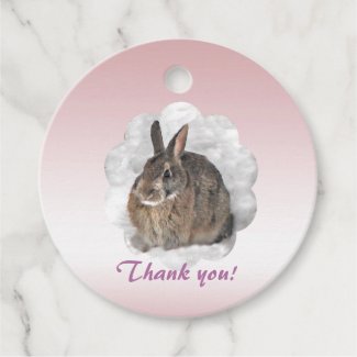 Bunny in Pink Thank You Animal Favor Tags