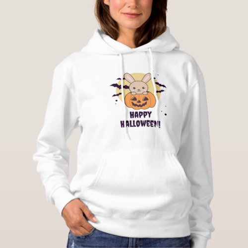 Bunny In Pumpkin Cute Bunnies Happy Halloween Hoodie