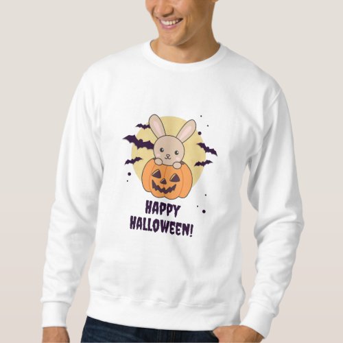 Bunny In Pumpkin Cute Bunnies Happy Halloween Sweatshirt