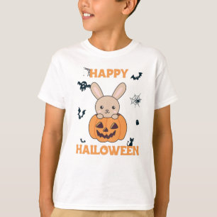 Bunny In Pumpkin Cute Bunnies Happy Halloween T-Shirt