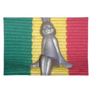 Bunny in Rasta Colors: A Touch of Groovy Art Print Placemat