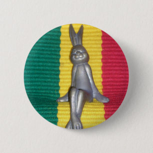 Bunny in Rasta Colors: A Touch of Groovy Pinback Button