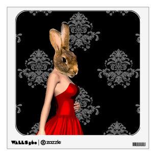 Bunny in red dress wall sticker