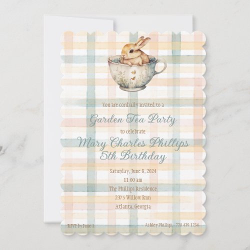 Bunny in Tea Cup Watercolor Invitation