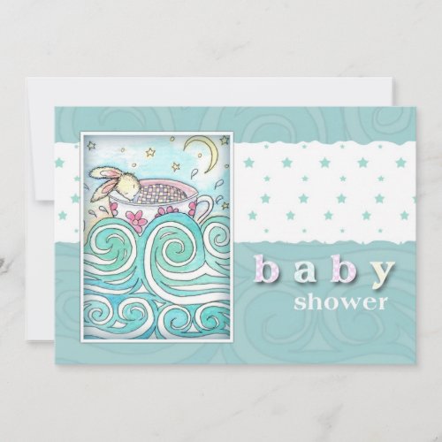 Bunny in Teacup Baby Shower Invitations