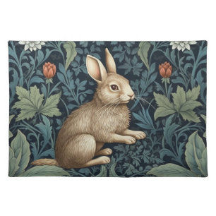 Bunny in the forest art nouveau cloth placemat