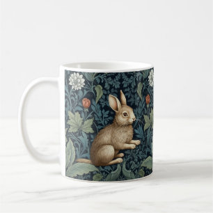 Bunny in the forest art nouveau coffee mug
