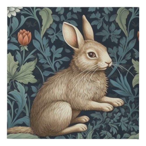 Bunny in the forest art nouveau faux canvas print