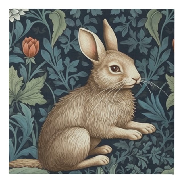 Bunny in the forest art nouveau faux canvas print (Front)