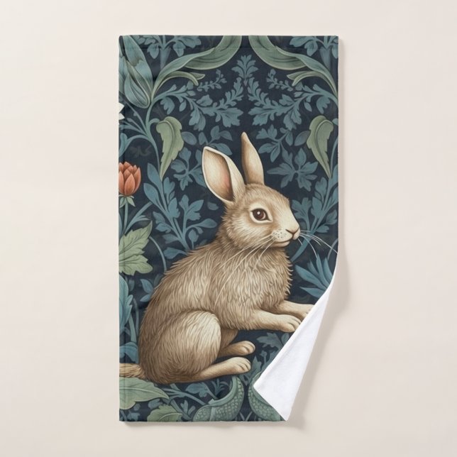 Bunny in the forest art nouveau hand towel  (Hand Towel)