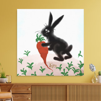 Bunny in the Garden Stretched Canvas Print