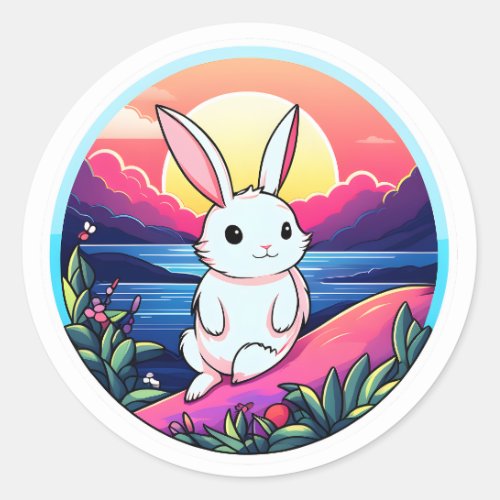 Bunny in the river sticker