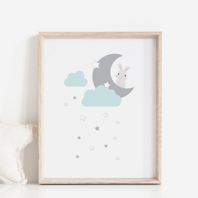 Bunny in the Sky Moon & Stars Nursery Decor Poster (Creator Uploaded)