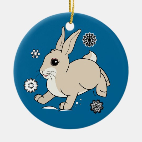 Bunny in the Snow Non-Denominational Ceramic Ornament