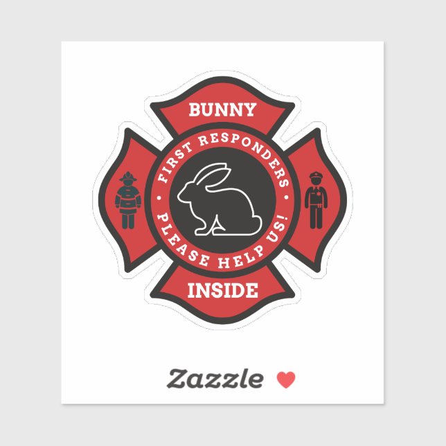 Bunny Inside Pet Alert For Fire Department Sticker (Sheet)