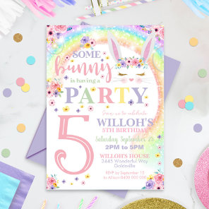 Bunny Invitation Rainbow Bunny Invite Some Bunny