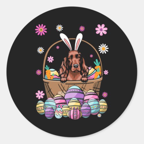 Bunny Irish Setter Dog Happy Easter Day Lover Egg  Classic Round Sticker