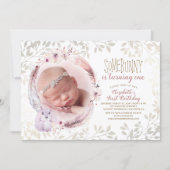 Bunny Is Turning One Girl's First Birthday Photo Invitation (Front)