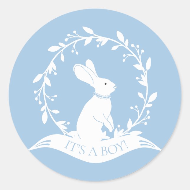 Bunny  It' a Boy Favor Sticker (Front)